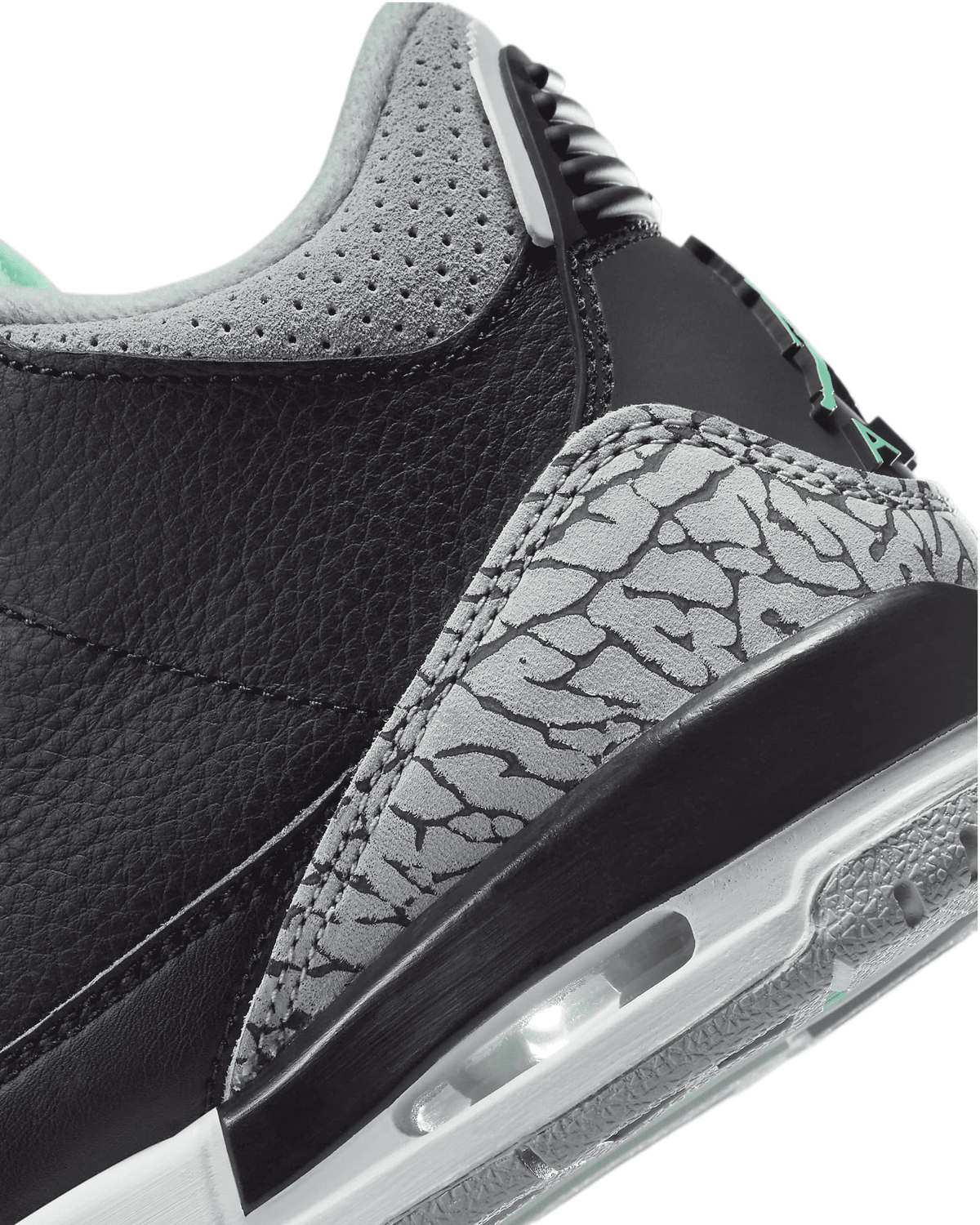 Men's Jordan 3 Retro Black/Green Glow-Wolf Grey (CT8532 031) - 9.5