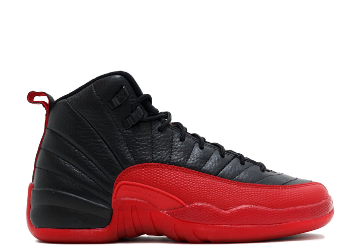 Kids Air Jordan 12 XII Retro (GS) "Flu Game Bred" Black - Varsity Red