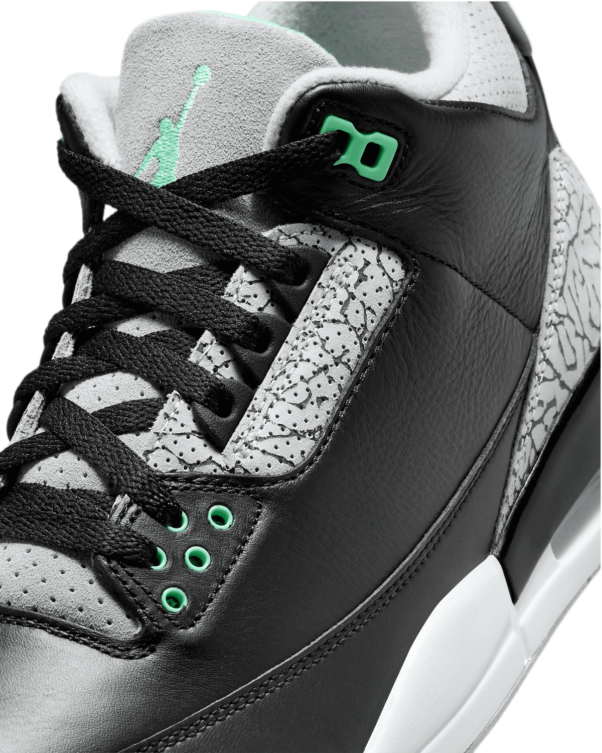 Men's Jordan 3 Retro Black/Green Glow-Wolf Grey (CT8532 031) - 9.5